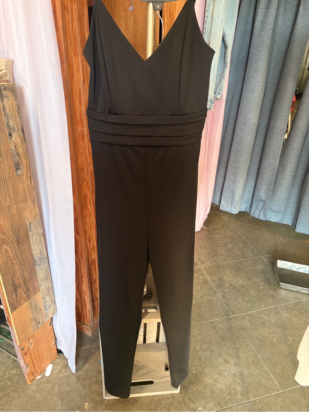 Charlotte Russe Black V-Neck Sleeveless Jumpsuit